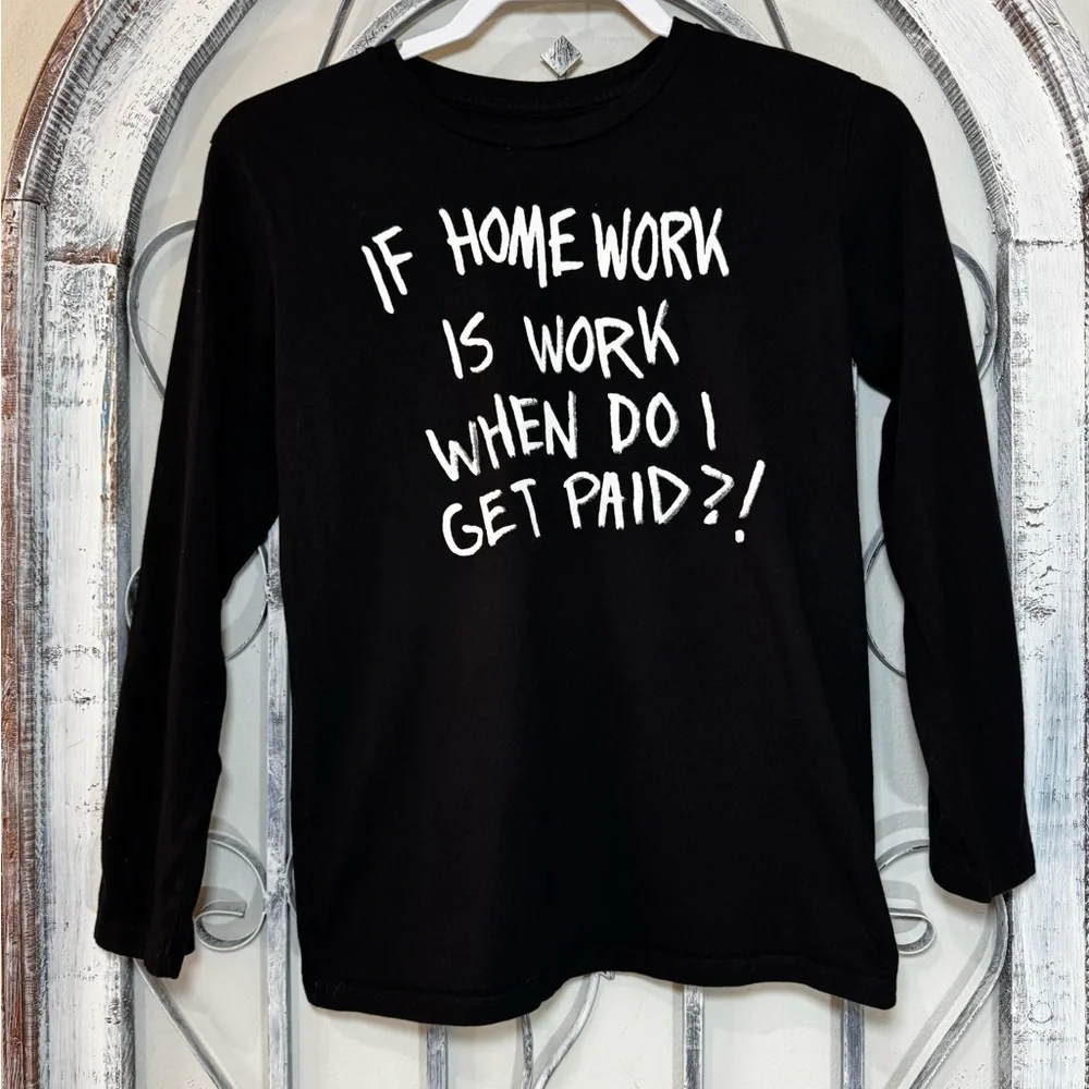 Kid’s Black Long Sleeve Funny Graphic Tee #1592